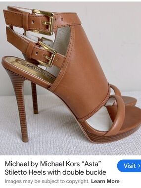 Michael Kors Tan Leather Double-Buckle Stiletto Sandals